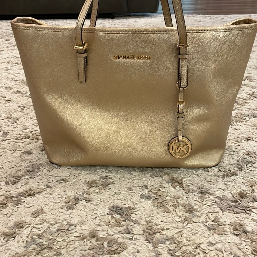 Gold shimmery Michael Kors tote purse